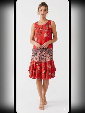 Free People Red Ruffled Tiered Sundress